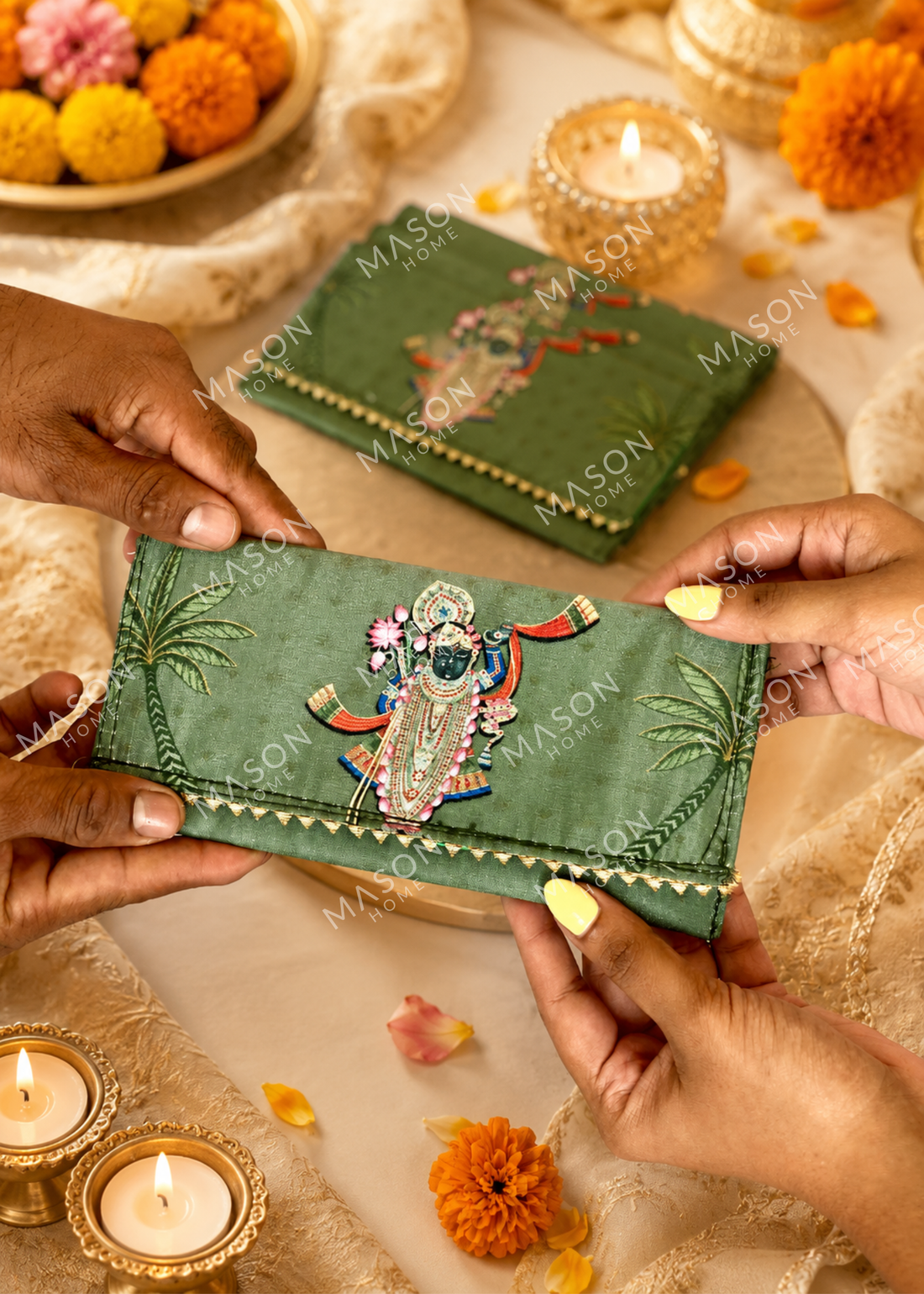 Festive Traditional Envelopes - Green (Set of 5)