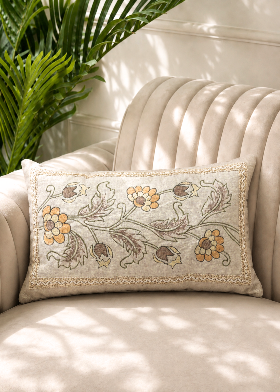 Sienna Floral Embroidered Cushion Cover