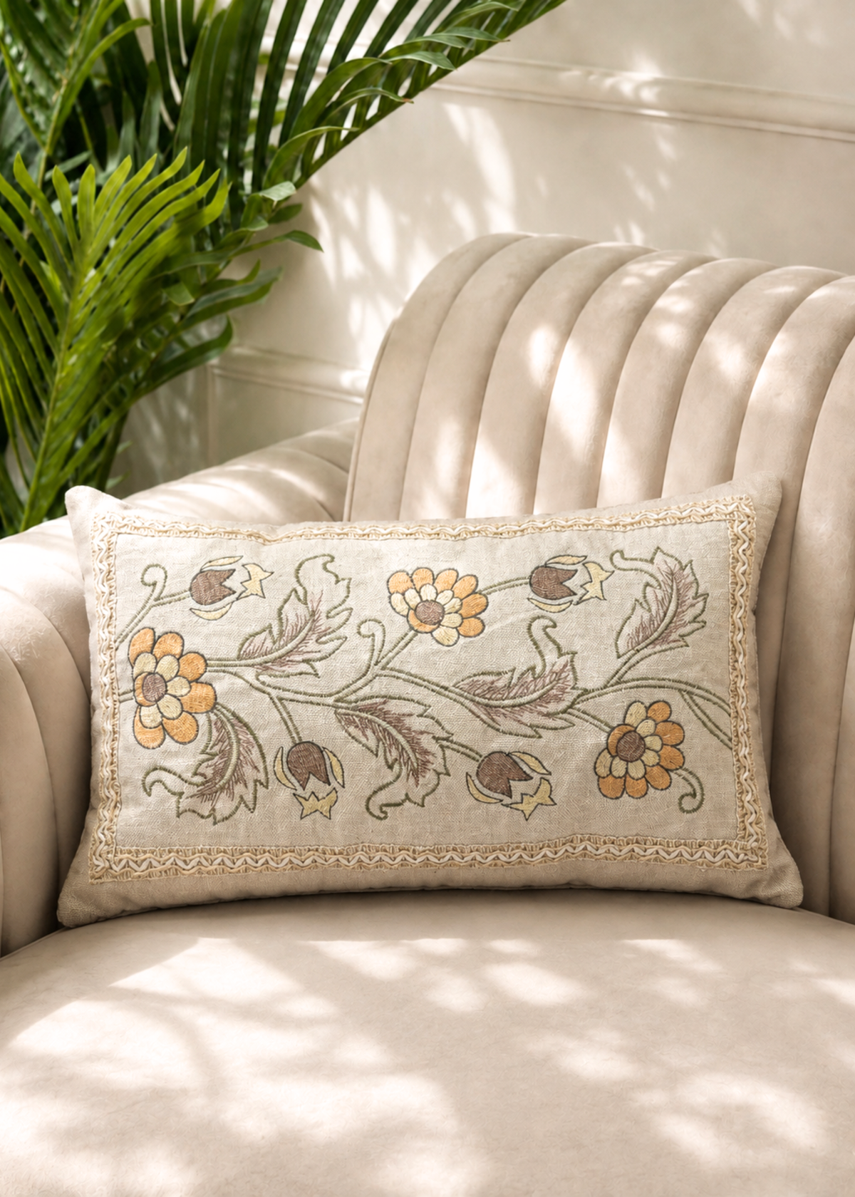 Sienna Floral Embroidered Cushion Cover