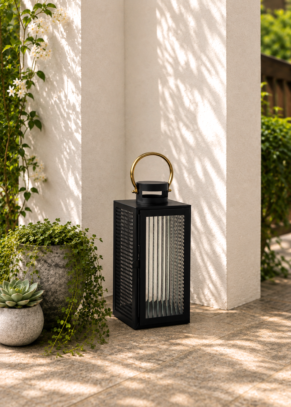 Vellora Black &amp; Gold Lantern - Small
