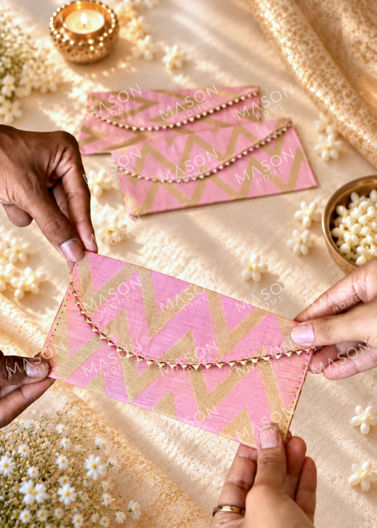Festive Evara Envelope Pink - Set of 5