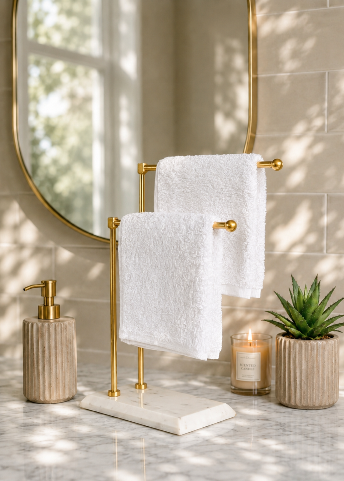 Melrose Hand Towel Stand - White &amp; Gold