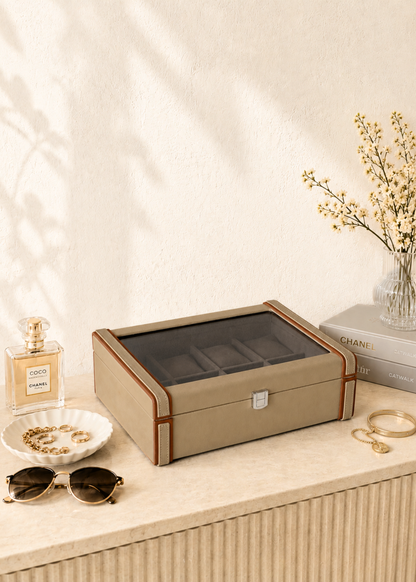 Naples Taupe Watch Box - 8 Slots