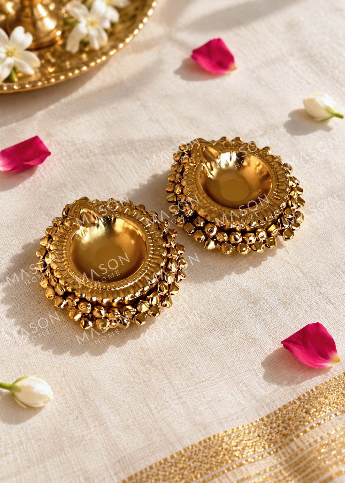 Festive Imperial Gold Diya - Set of 2