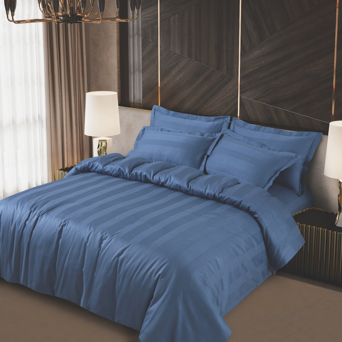 Turin Jacquard Blue Stripes Duvet Cover