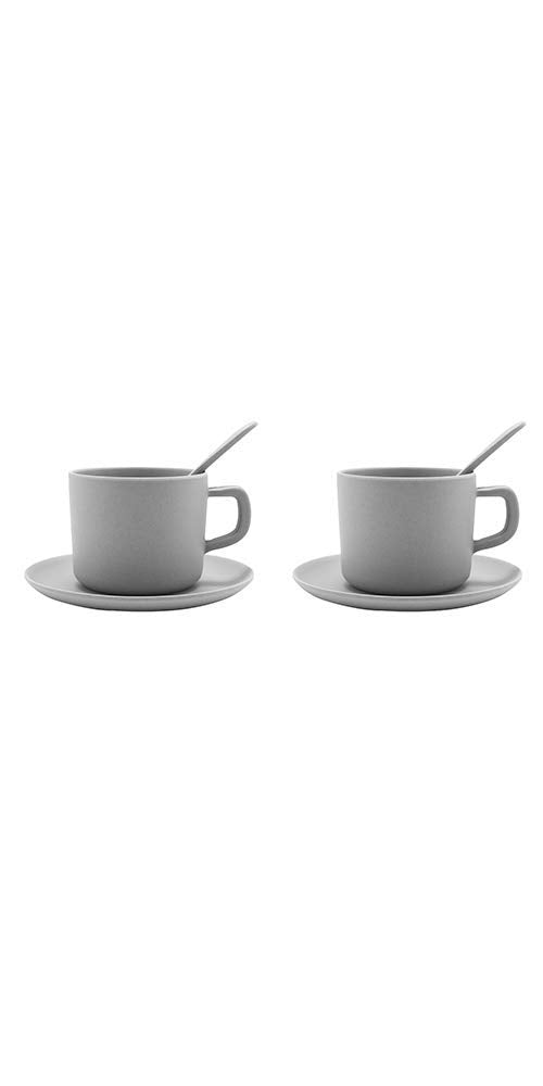 Gojome Bamboo Fibre Tea Cup With Spoon -  Set Of 2