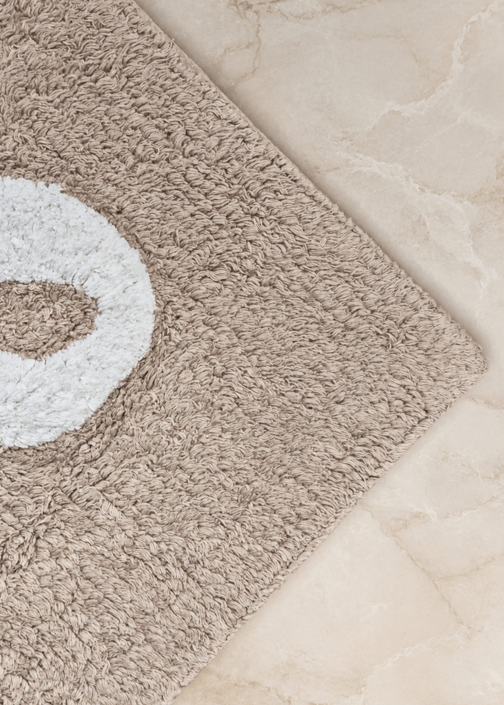 Bella Bow Anti Slip - Tufted - Cotton Bath Mat - Beige - 60 x 40 cm