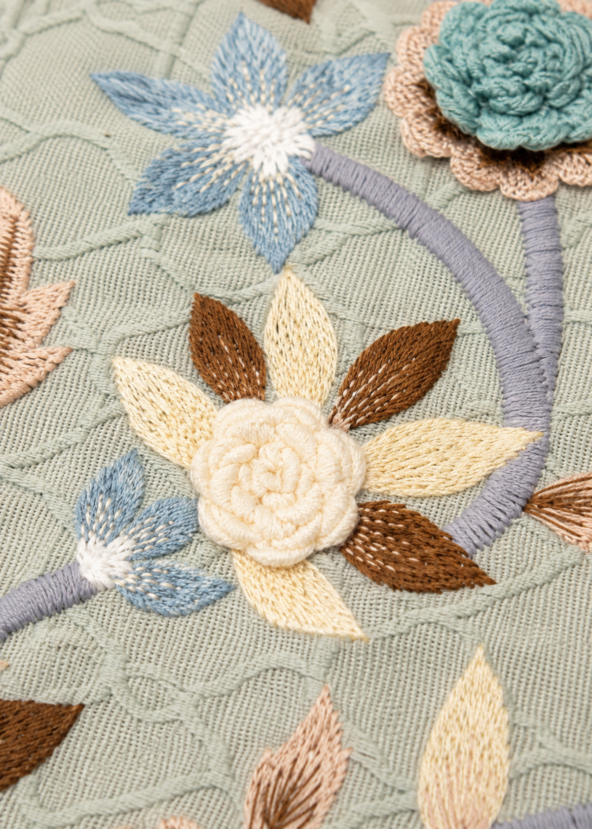 Celadon Floral Cushion Cover
