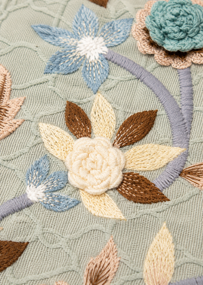 Celadon Floral Cushion Cover