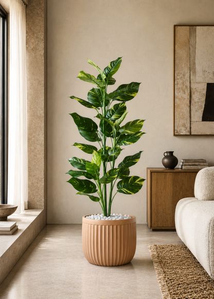 Valen Ribbed Planters - Terracotta Beige