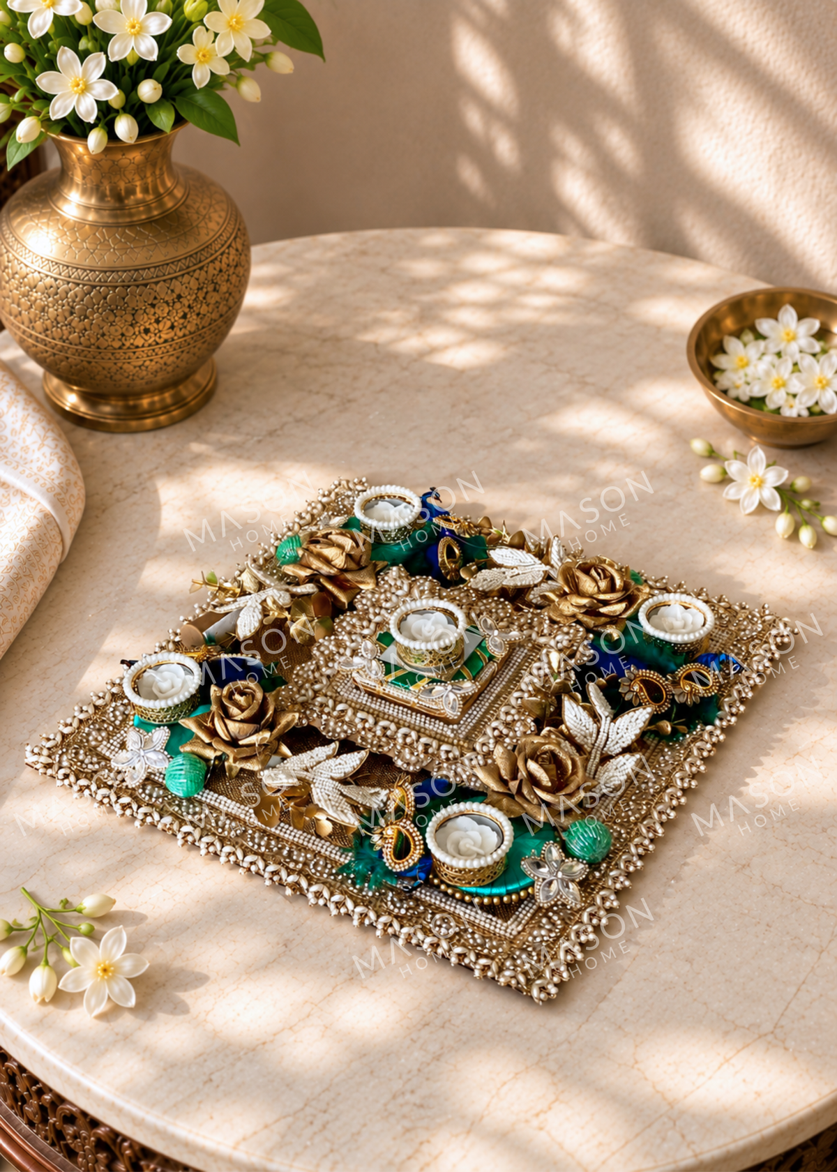 Festive Peacock Royale I Artificial Rangoli