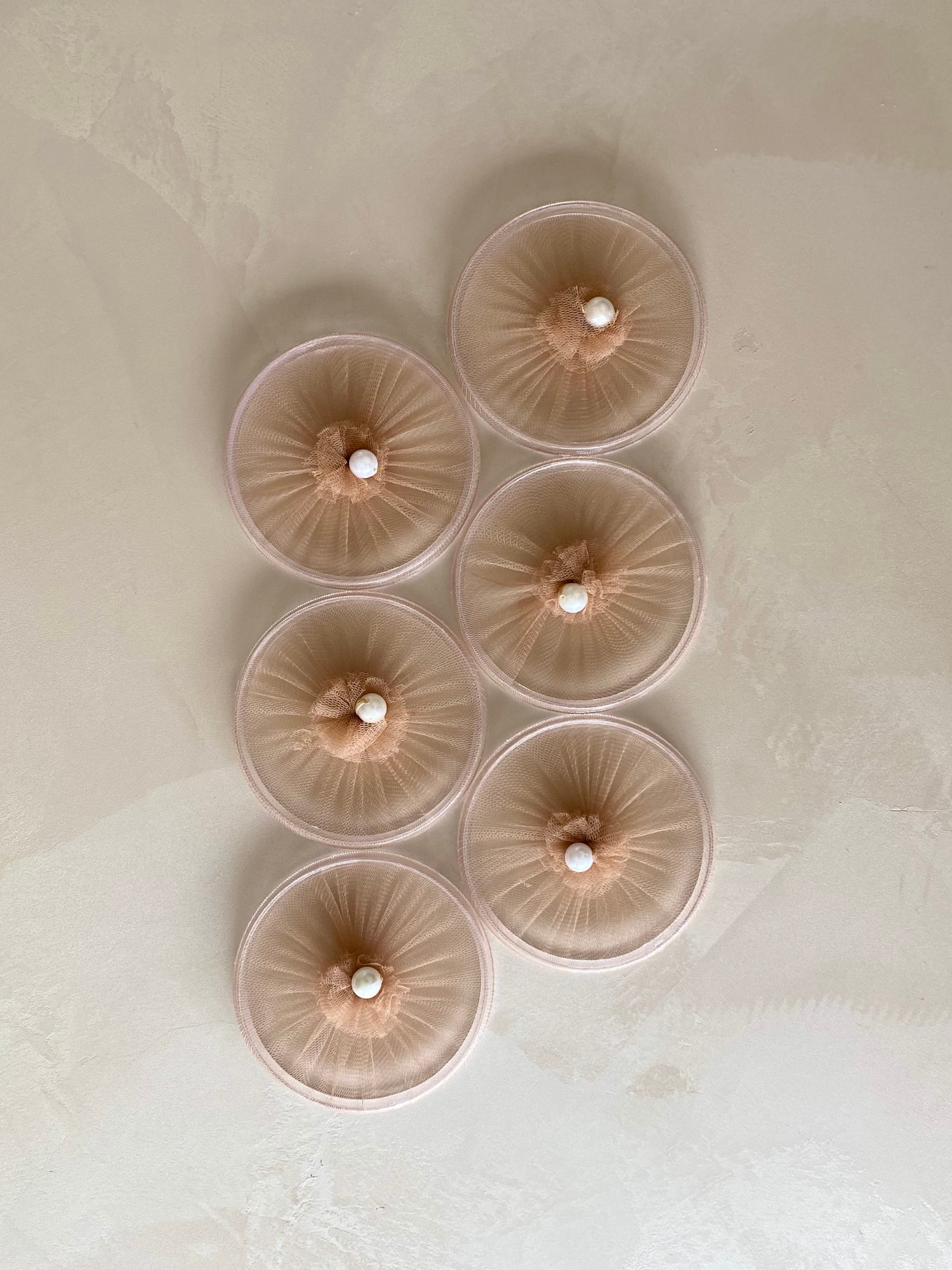 Beige Mesh Glass Cover - (Set Of 6)