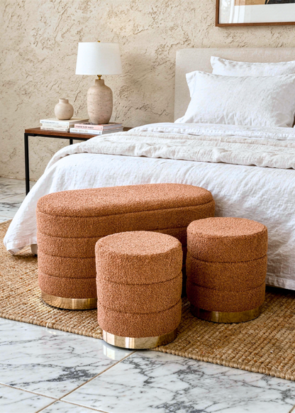 Cloud Boucle Storage Pouffe Set - Tan