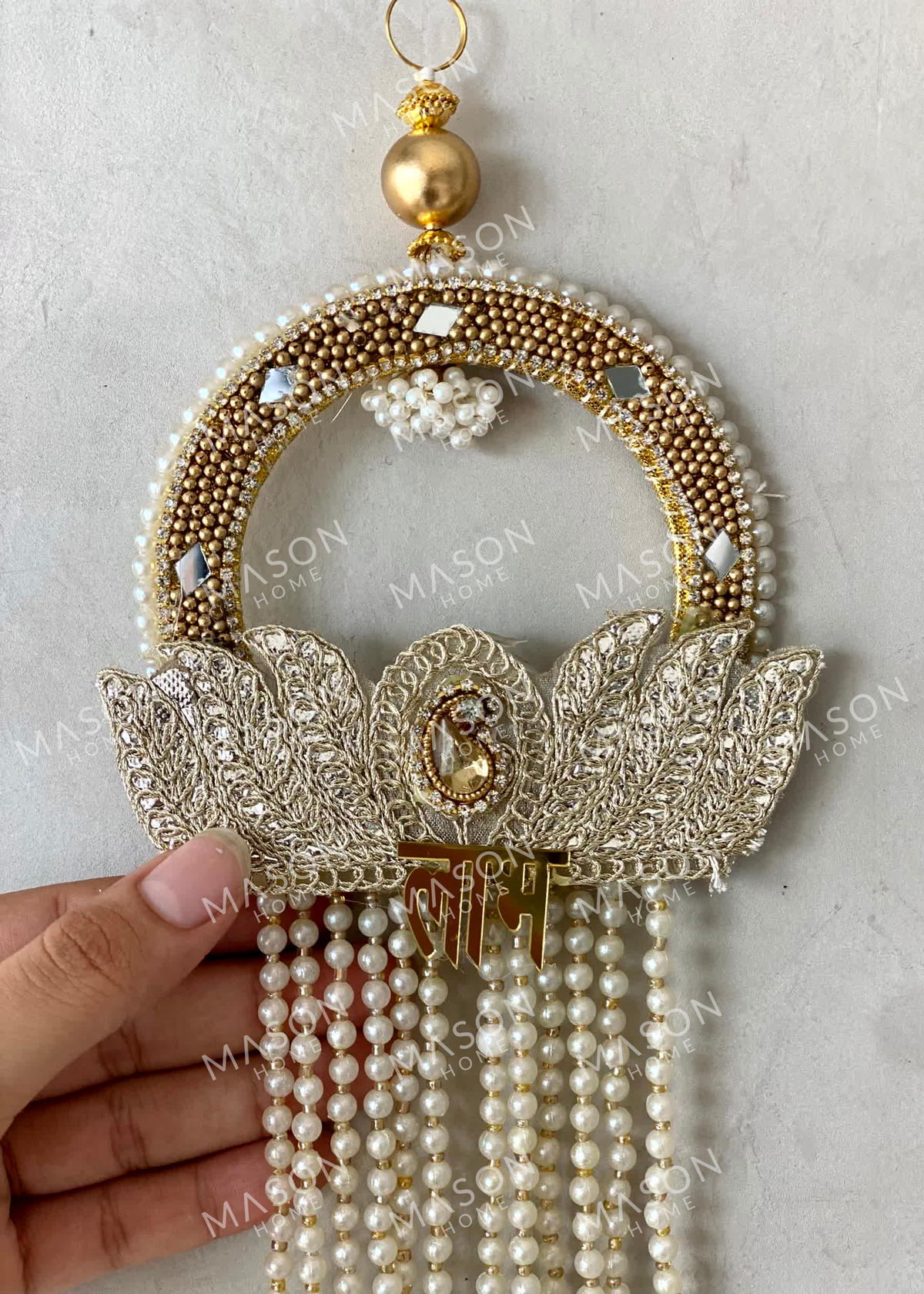 Festive Pearl Lotus Shubh Labh - Set of 2