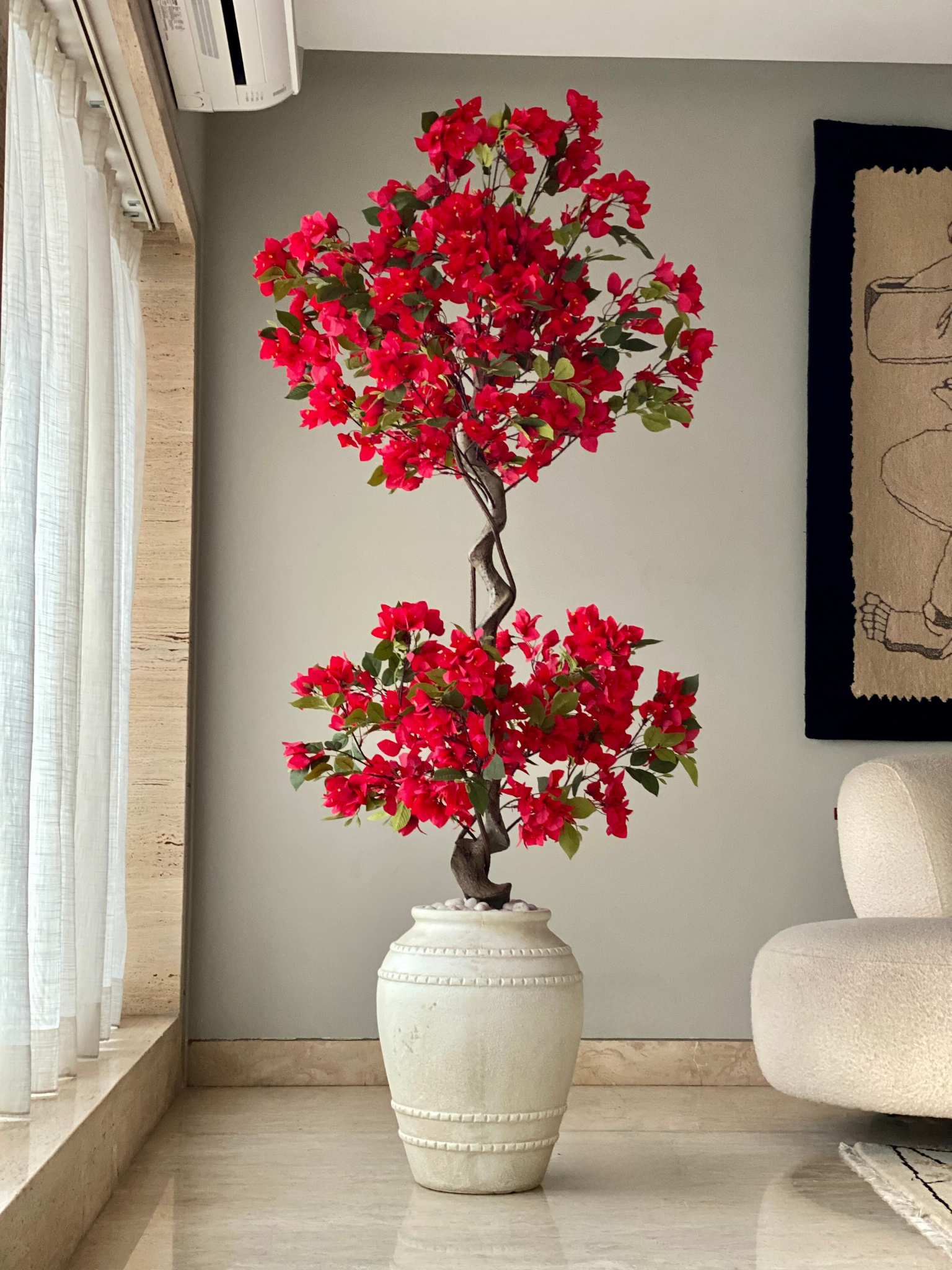 Artificial Scarlet Red Bougainvillea Plant - 6 Feet