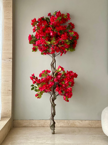 Artificial Scarlet Red Bougainvillea Plant - 6 Feet