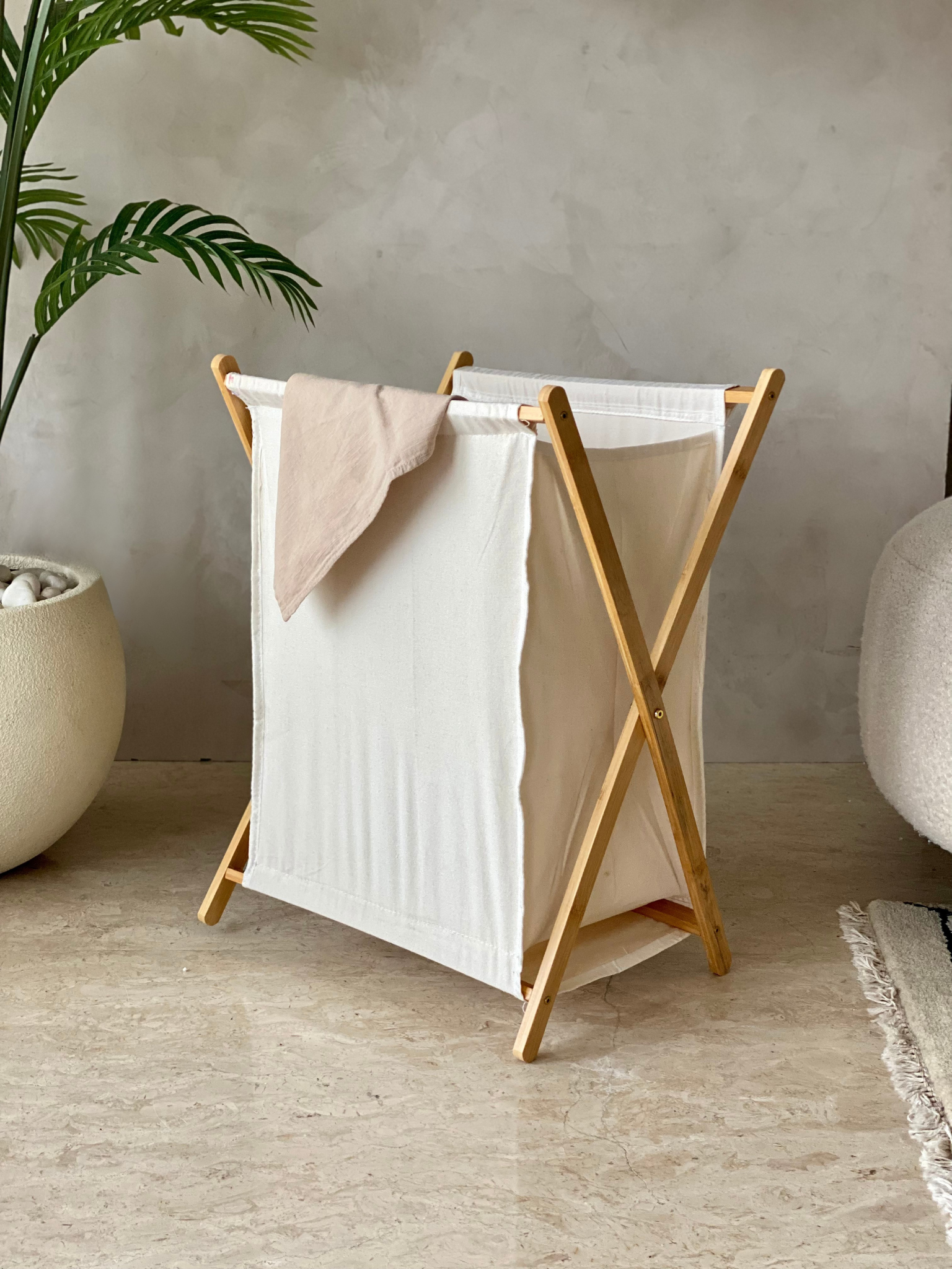 Ermina Foldable Laundry Basket - White