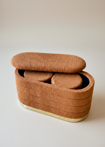 Cloud Boucle Storage Pouffe Set - Tan