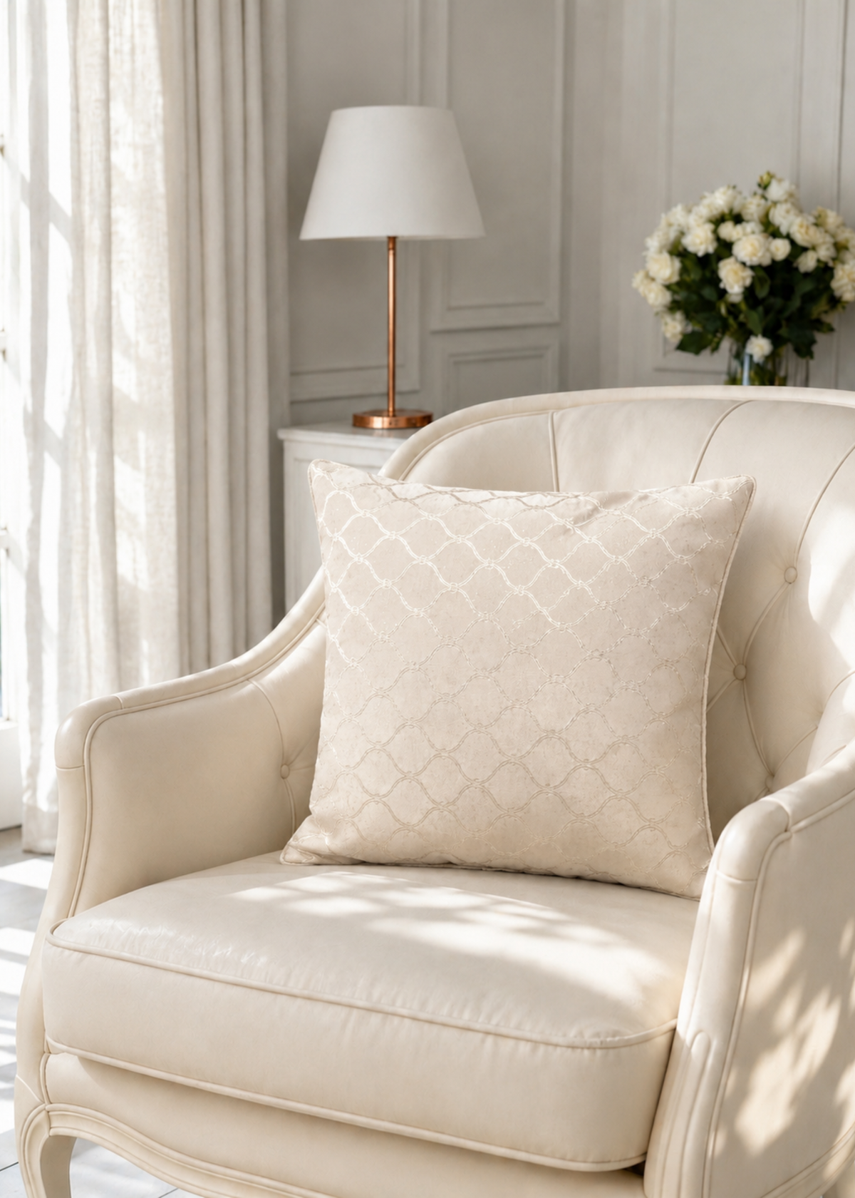 Ivory Trellis Cushion Cover