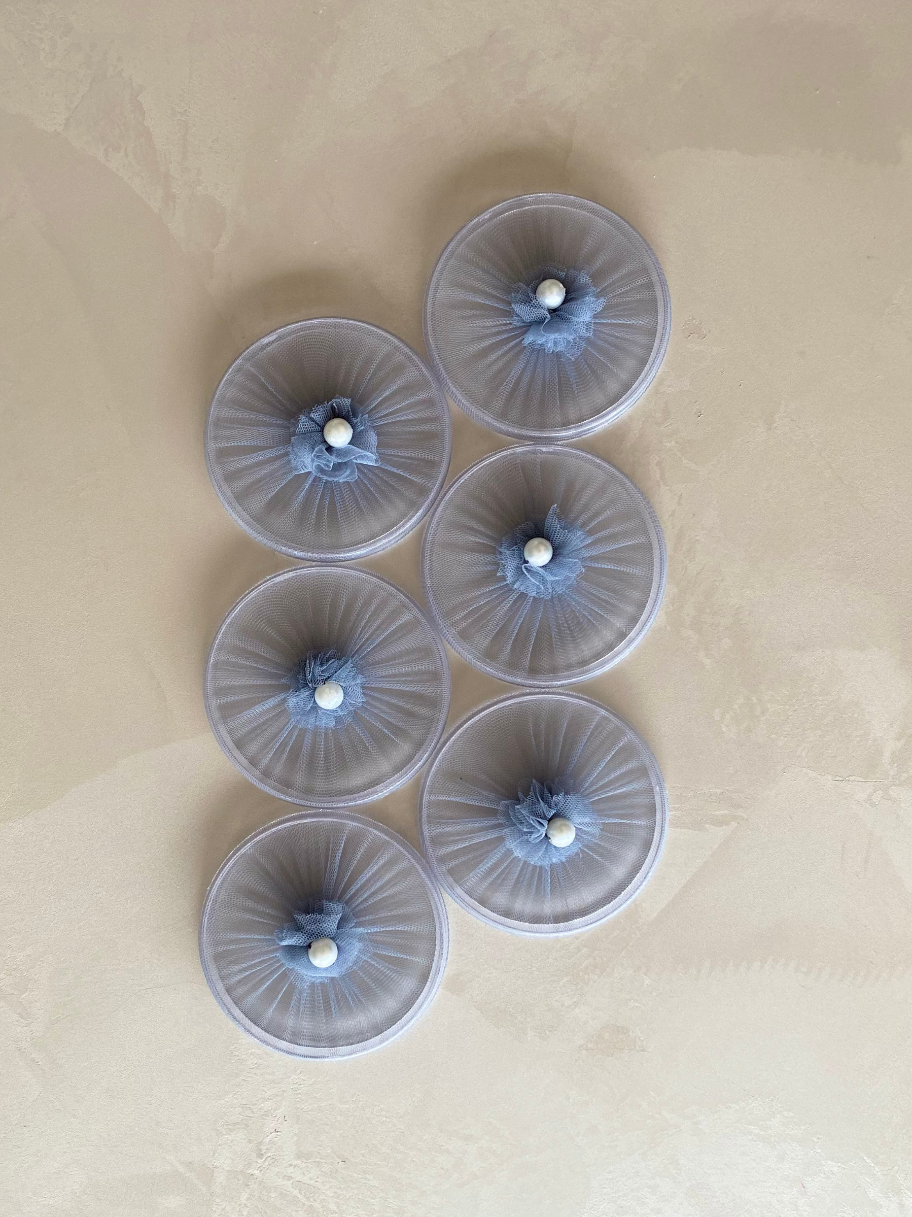 Grey Mesh Glass Cover - (Set Of 6)