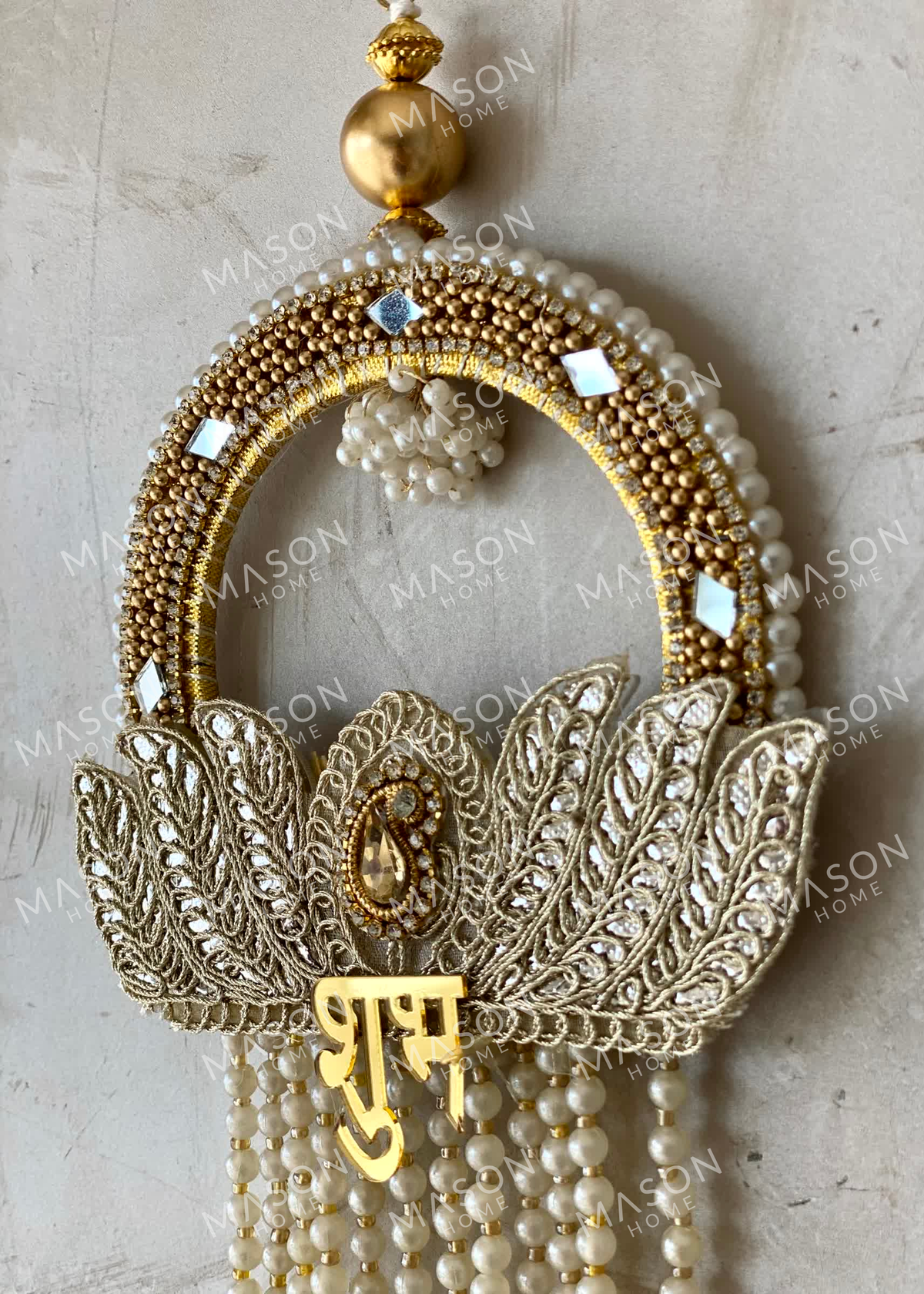 Festive Pearl Lotus Shubh Labh - Set of 2