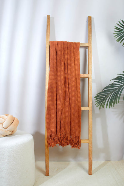 Knitted Cable Throw - Rust