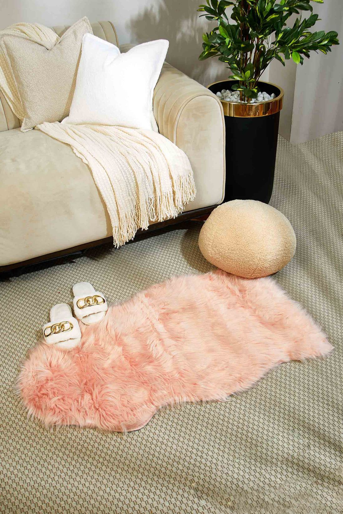 Faux Fur Floor Runner - Pink