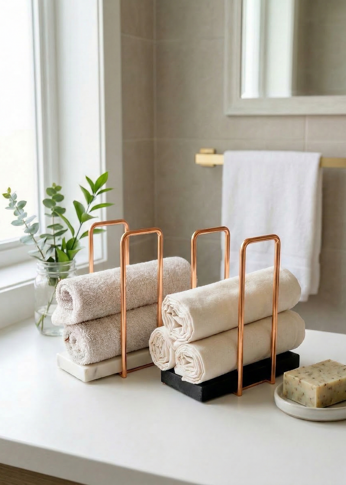 Imperial Napkin Holder - White &amp; Rose Gold