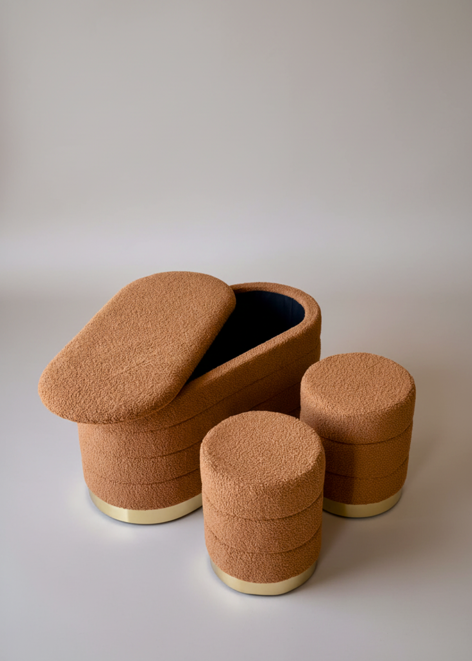 Cloud Boucle Storage Pouffe Set - Tan