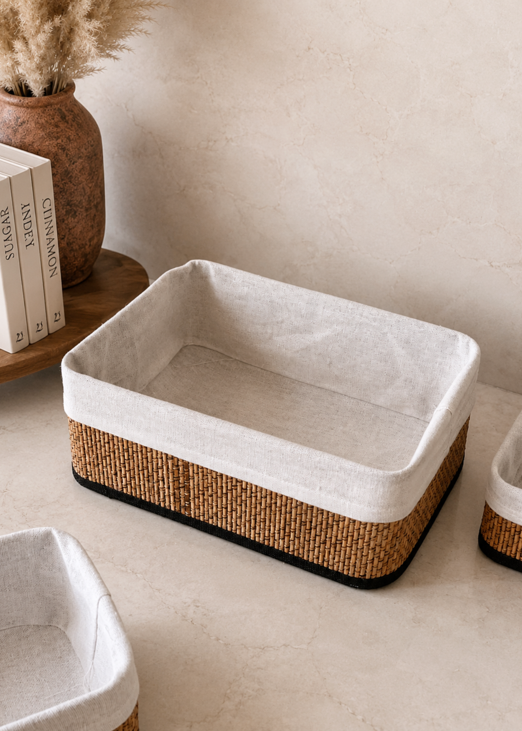Miro Basket - White &amp; Brown (Set of 3)