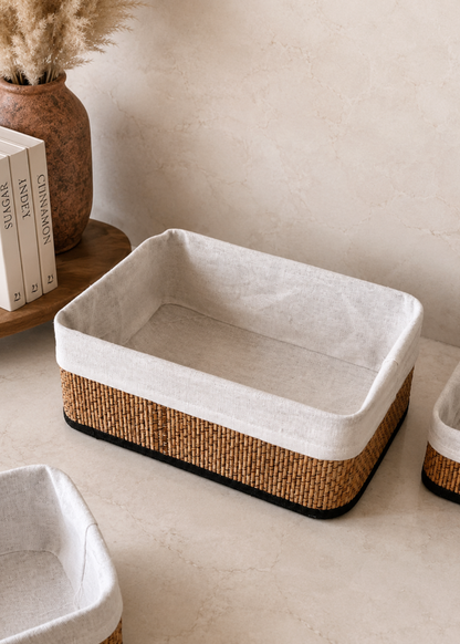 Miro Basket - White &amp; Brown (Set of 3)