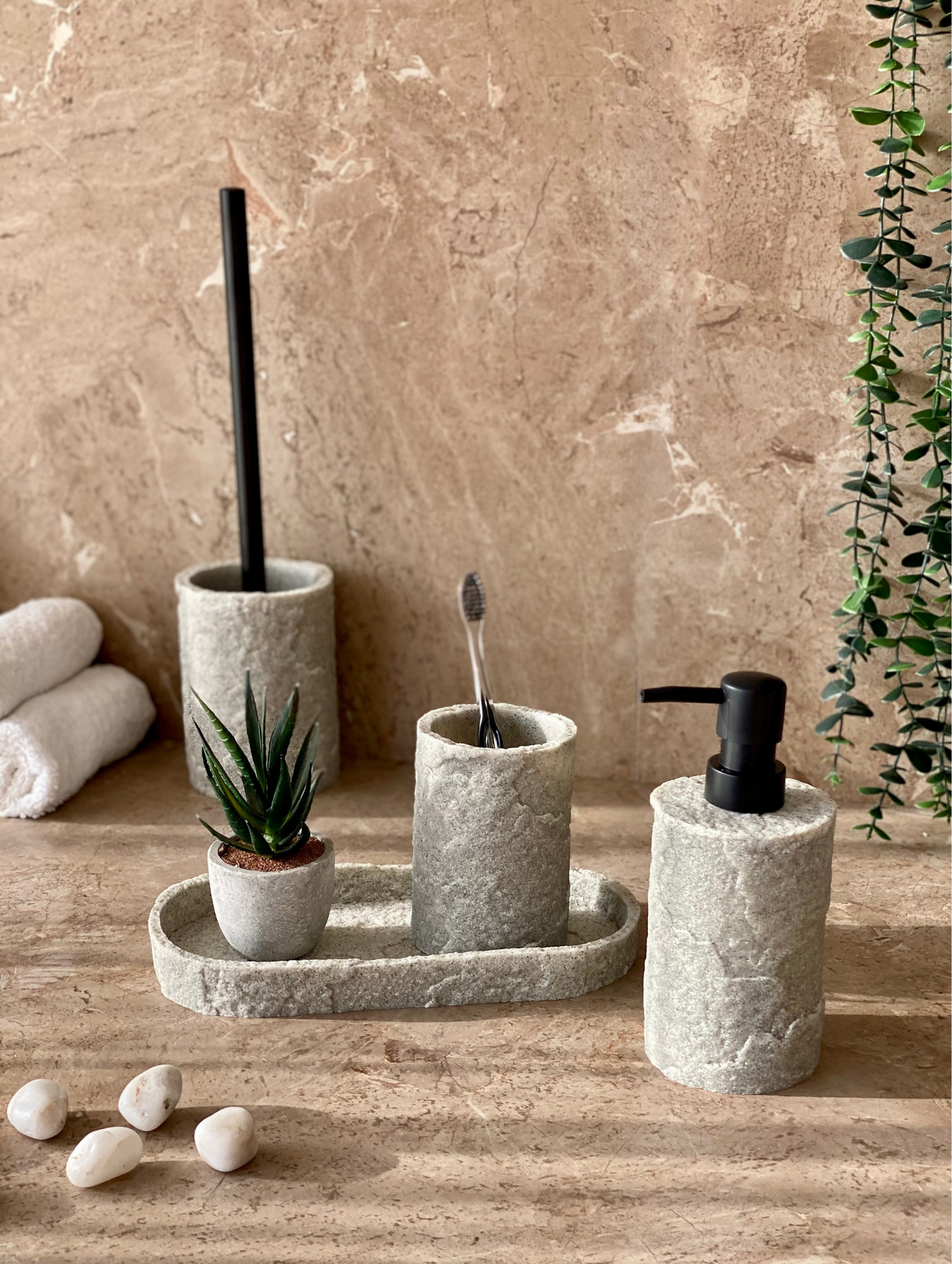 Fossil Bathroom Set - Light Grey (Set of 3)