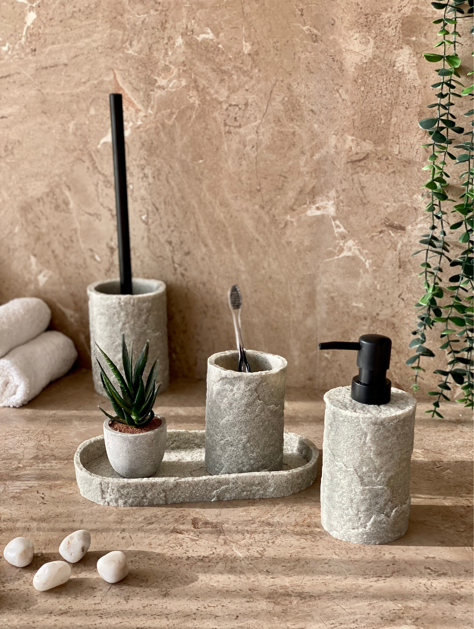 Fossil Bathroom Set - Light Grey (Set of 3)