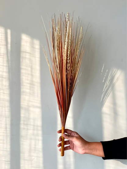 Artificial Amber Pennisetum Pampas Bunch - 3 Feet