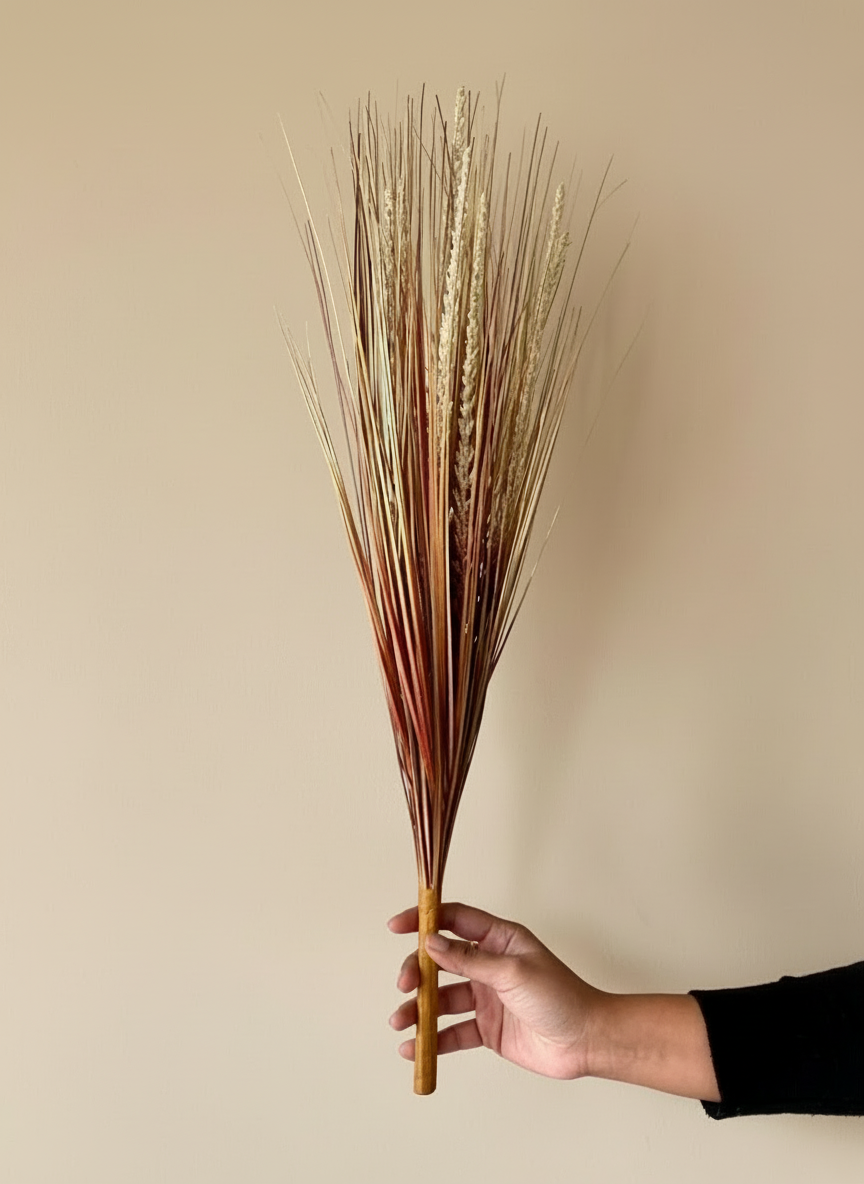 Artificial Amber Pennisetum Pampas Bunch - 3 Feet
