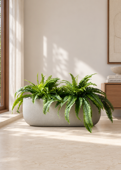 Cove Rectangle Planters - Light Grey