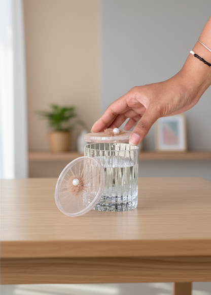 Beige Mesh Glass Cover - (Set Of 6)