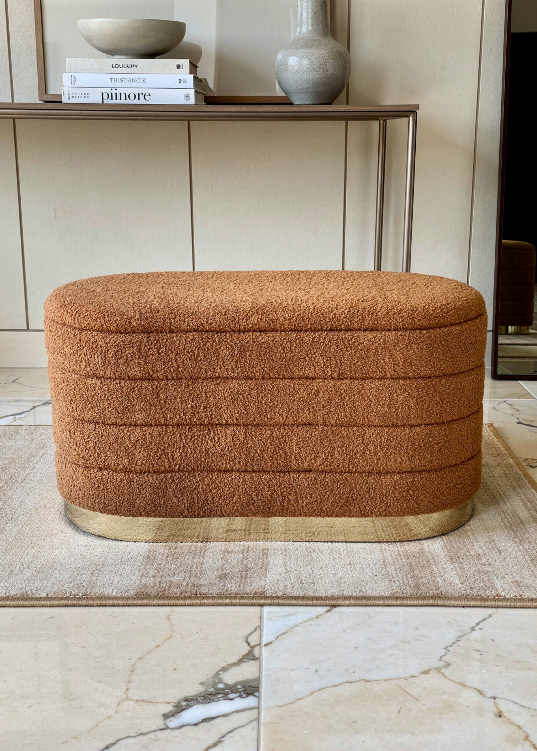 Cloud Boucle Storage Pouffe Set - Tan