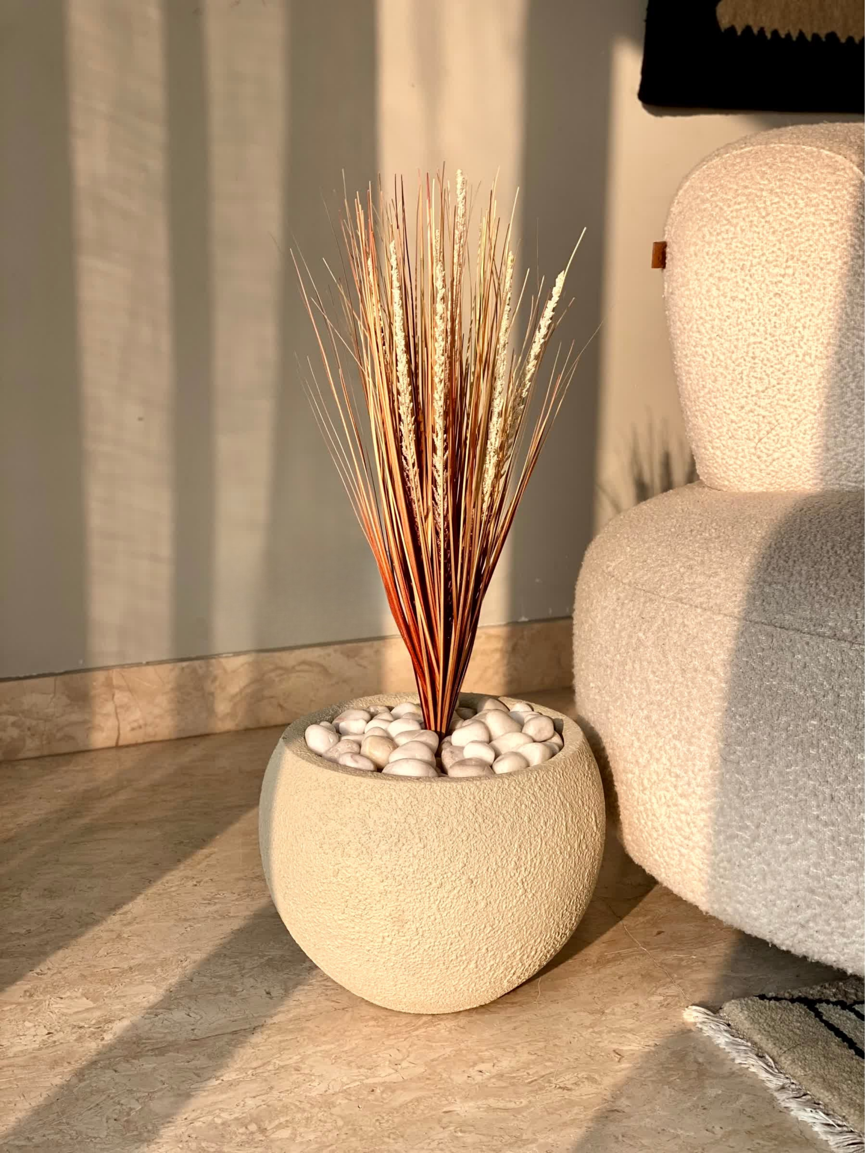 Artificial Amber Pennisetum Pampas Bunch - 3 Feet