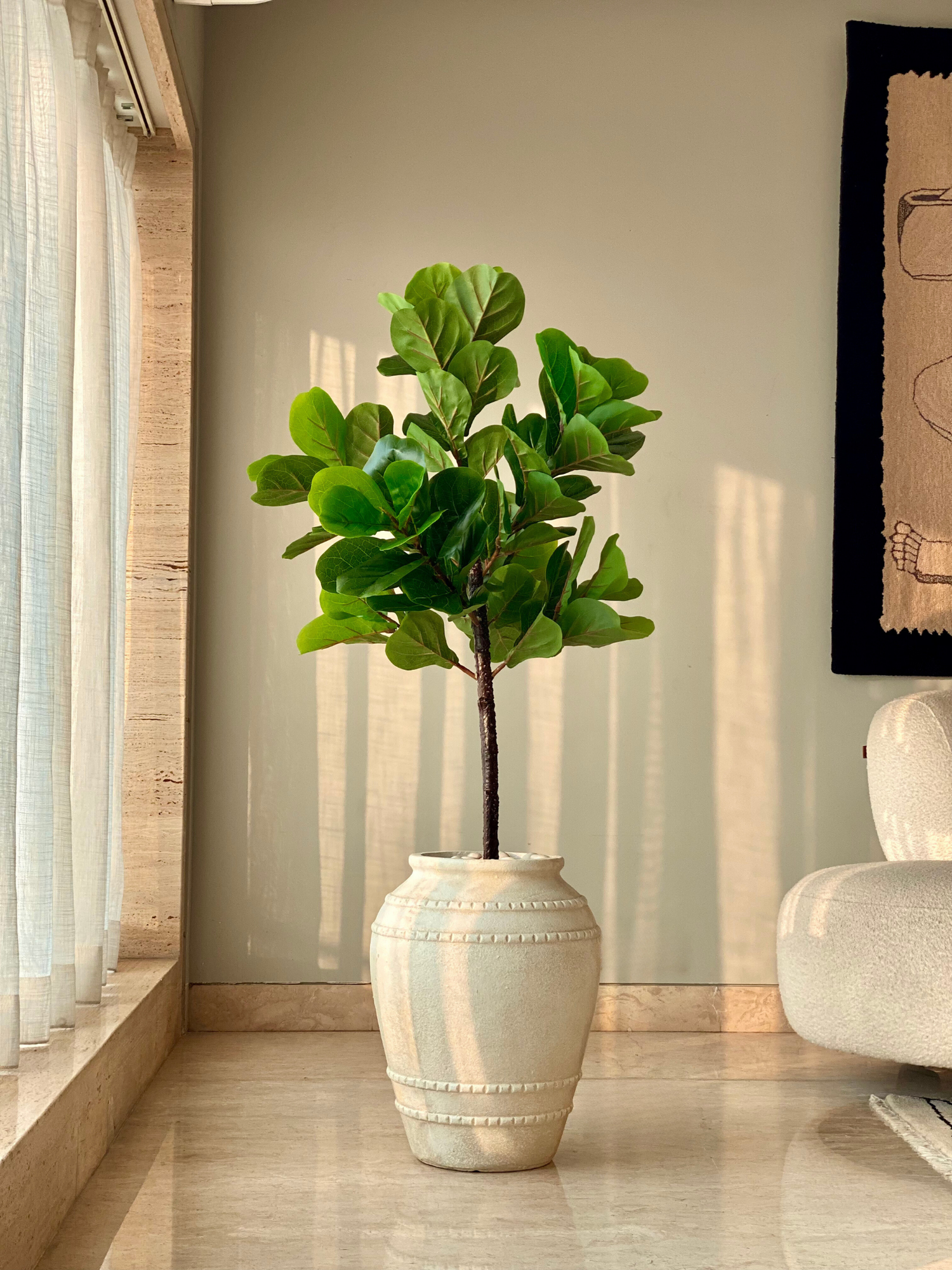 Artificial Fiddle Fig Plant - 4.5 Feet