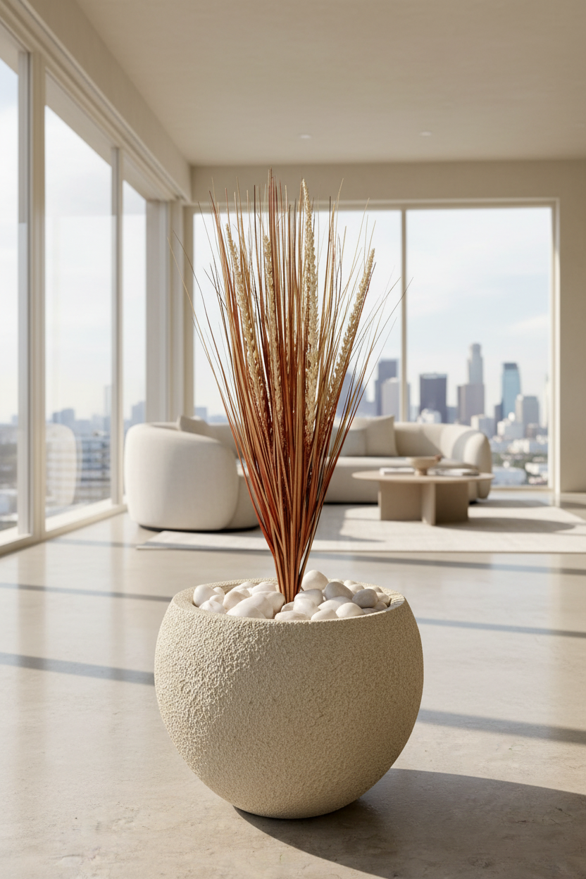 Artificial Amber Pennisetum Pampas Bunch - 2 Feet