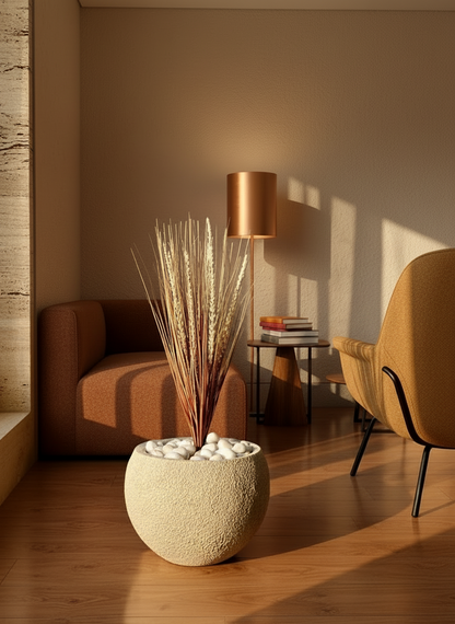 Artificial Amber Pennisetum Pampas Bunch - 3 Feet