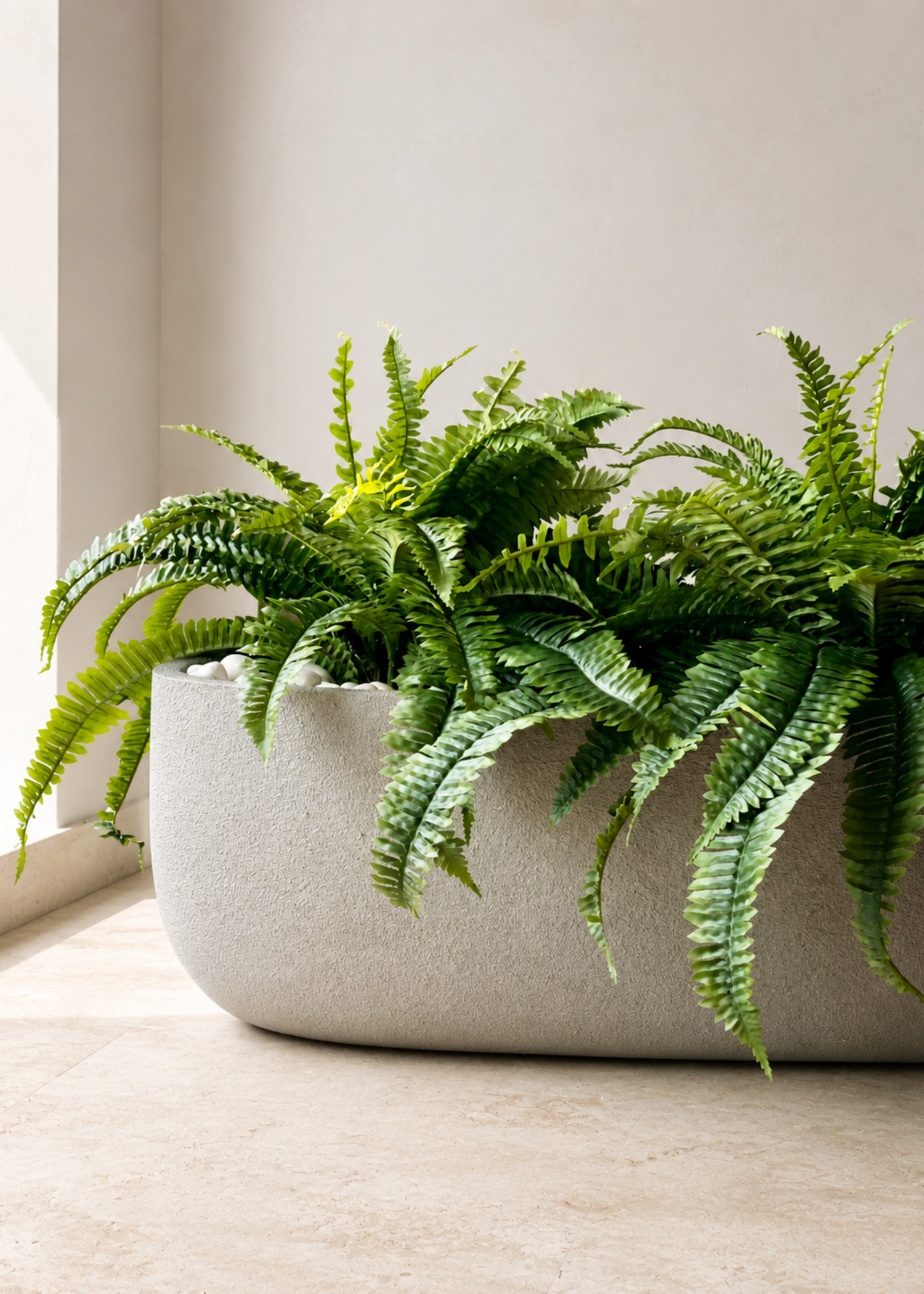 Cove Rectangle Planters - Light Grey