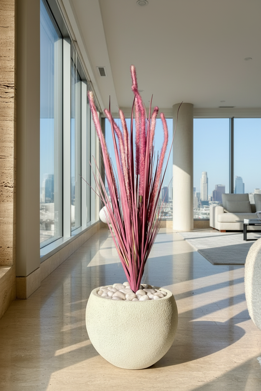 Artificial Purple Silk Grass Bunch - 3 Feet