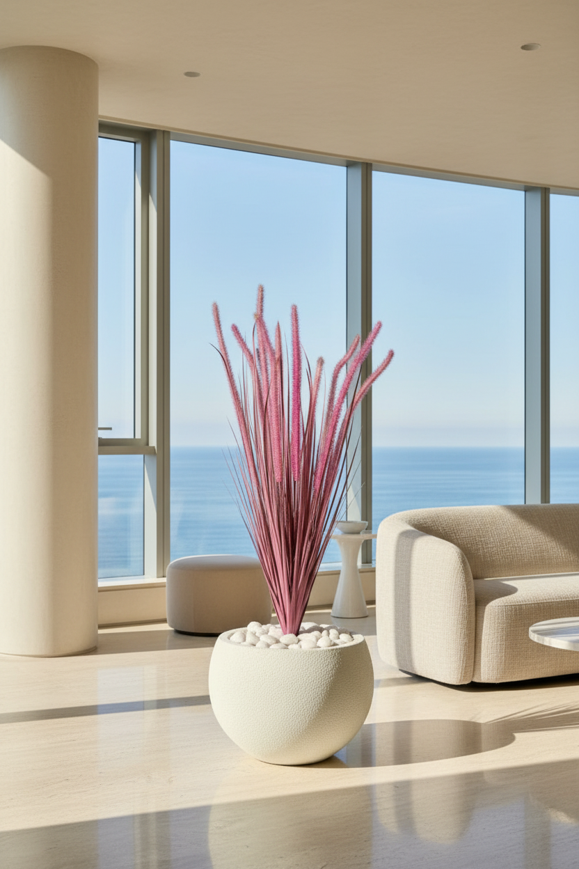 Artificial Purple Silk Grass Bunch - 3 Feet