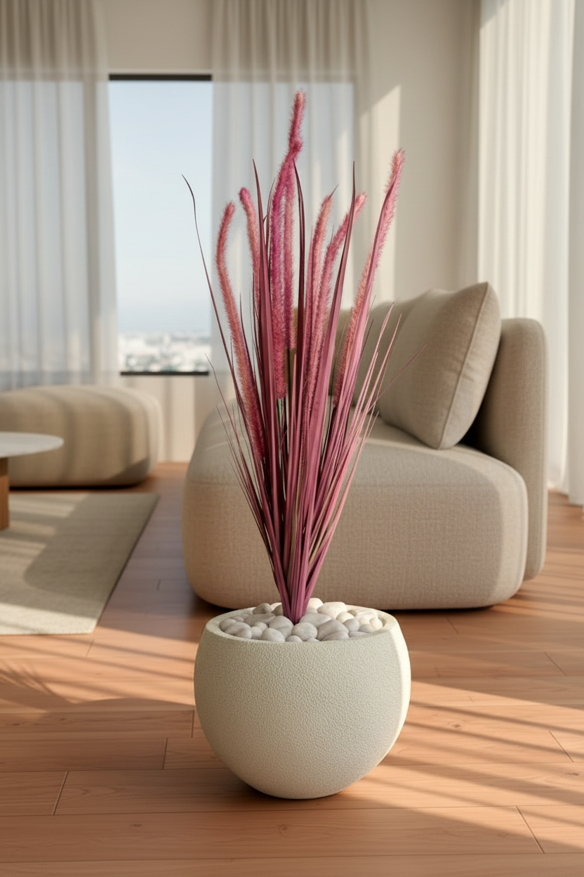 Artificial Purple Silk Grass Bunch - 3 Feet