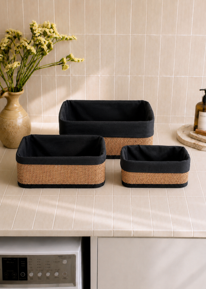 Miro Basket -  Black &amp; Brown (Set of 3)