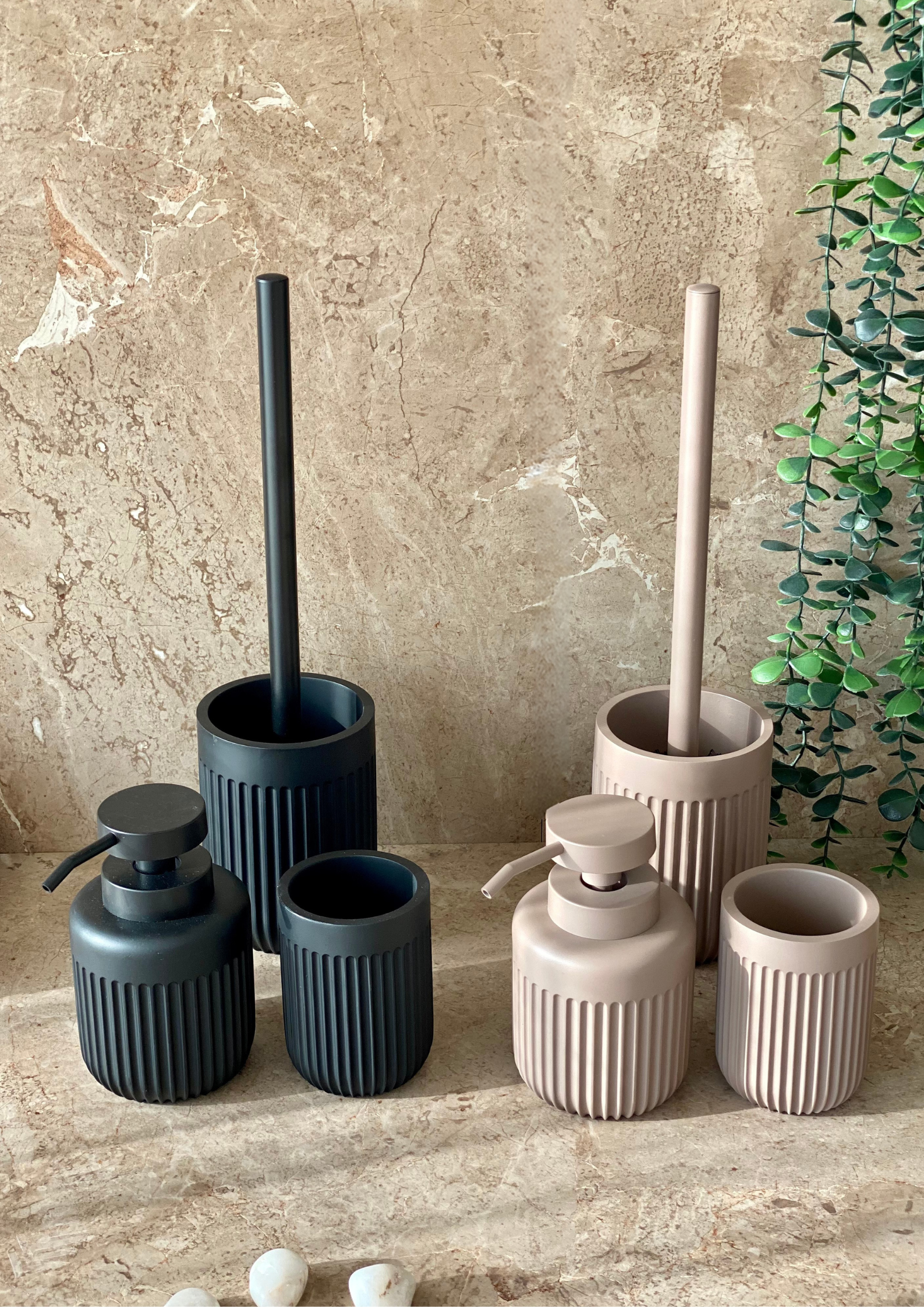 Ripple Bathroom Set - (Brown) Set of 2