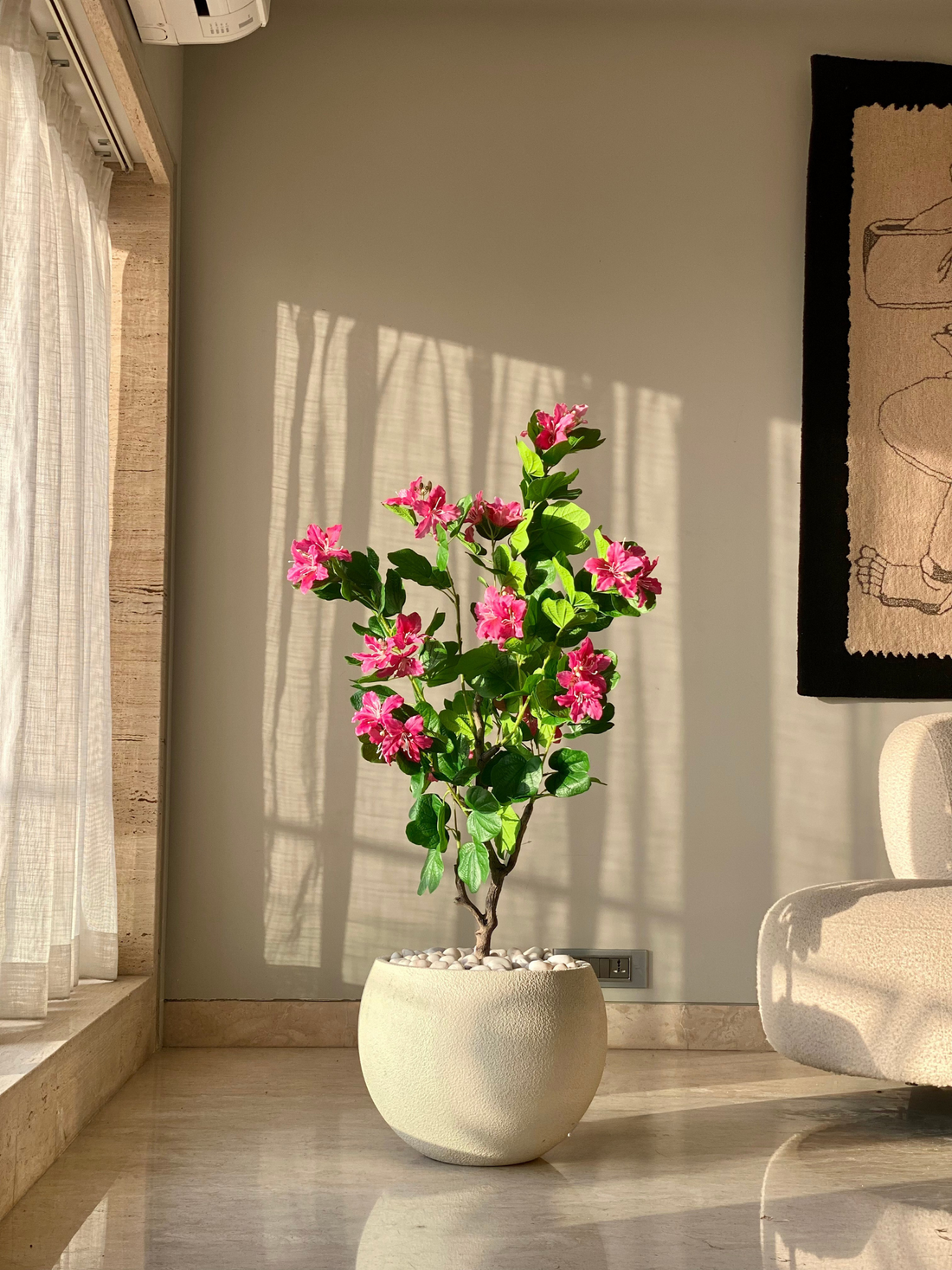 Artificial Blush Bauhinia Plant - 4 Feet