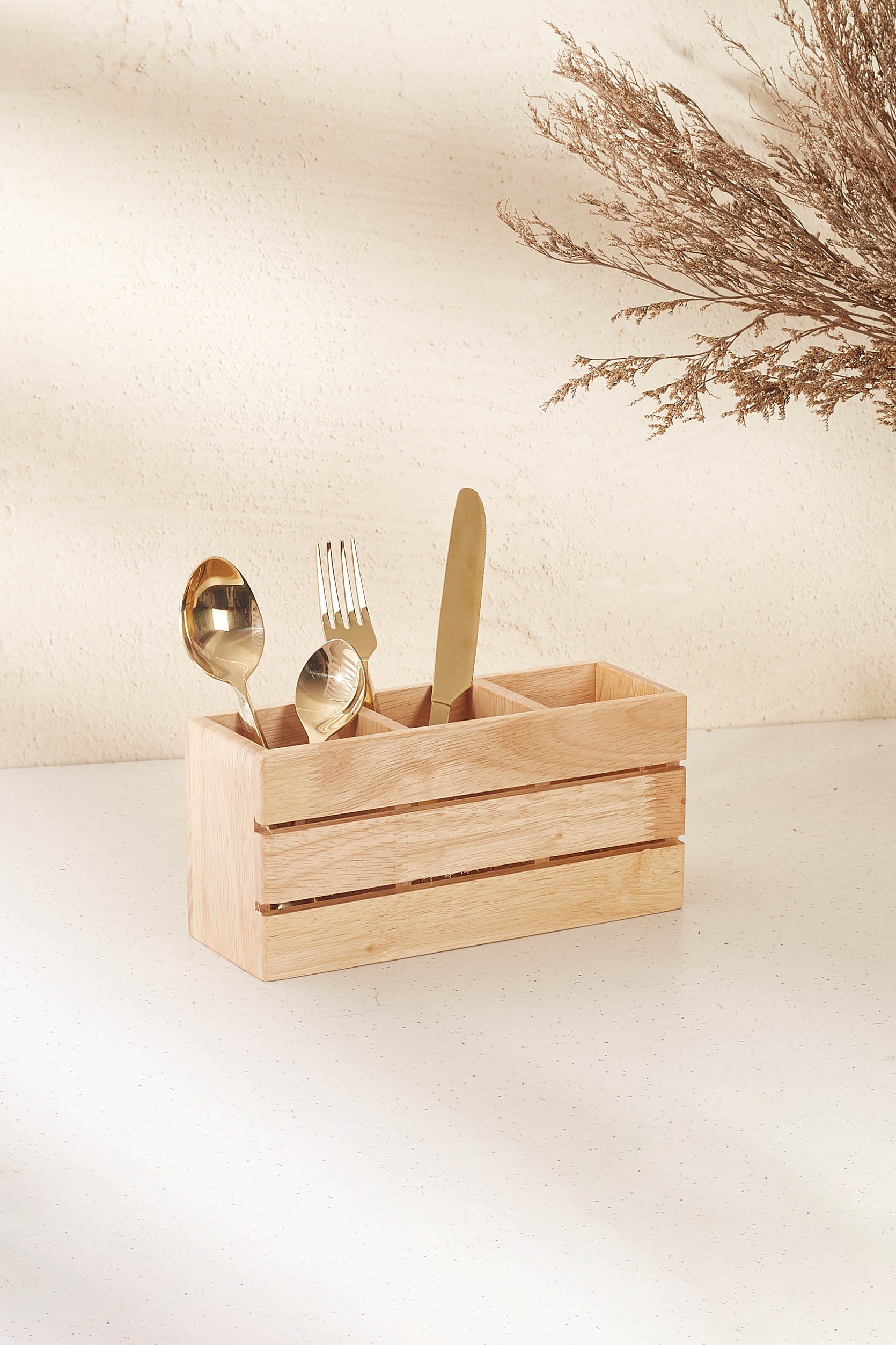 Natural Wood Cutlery Holder